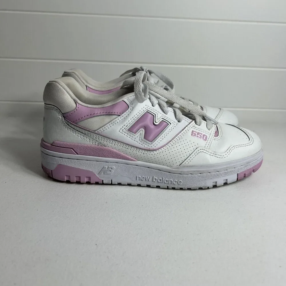 New Balance 550 Women Shoes Size 8.5 Pink Bubblegum Cloud Leather Sneakers